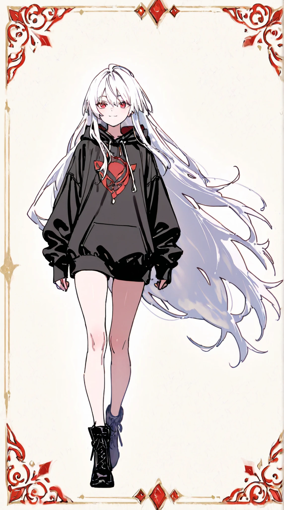 masterpiece、Close、Ultra High Quality、top quality、((cool))、stylish、handsome、Naughty、 pop、 casual、Active、Cheerful woman、delicate、very long hair、anime style、((white hair：1.5))、((red eyes：1.5))、bungs、Original Character、intricate design、Unique Design、hanging eye、Long Lashes、full bodyの描画、request、Possible Adoption、full body、 albino、background、((白いbackground:1.5))、full body、handsomeな女性、background無地、backgroundなし、characters only、stylish、((boyish:1.5))、sporty。