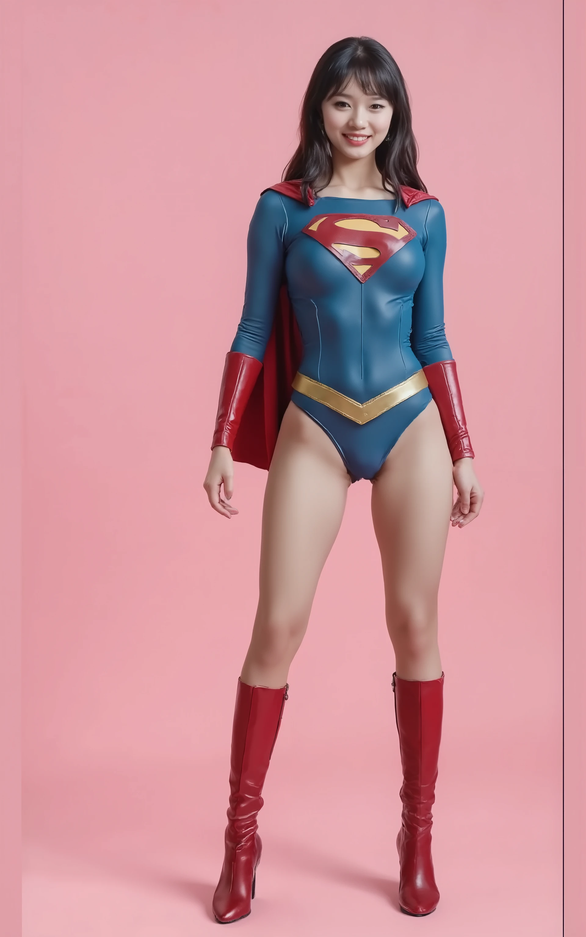 No background、(((Sweating profusely))).(((Beautiful legs in black tights.)))、(((Legally express the beauty of your smile)))、((((Make the most of your original images)))、(((体にぴったりフィットするSupergirl Costume)))、(((Supergirl Costume)))、(((short and beautiful hair)))、(((suffering)))、(((Please wear black tights....、Wear red boots)))、((Best image quality、8k))、((Highest quality、8k、masterpiece:1.3))、(((Preserve background )))、Sharp focus:1.2、Beautiful woman with perfect figure:1.4、Slim Abs:1.2、Wet body:1.5、Highly detailed face and skin texture、8k