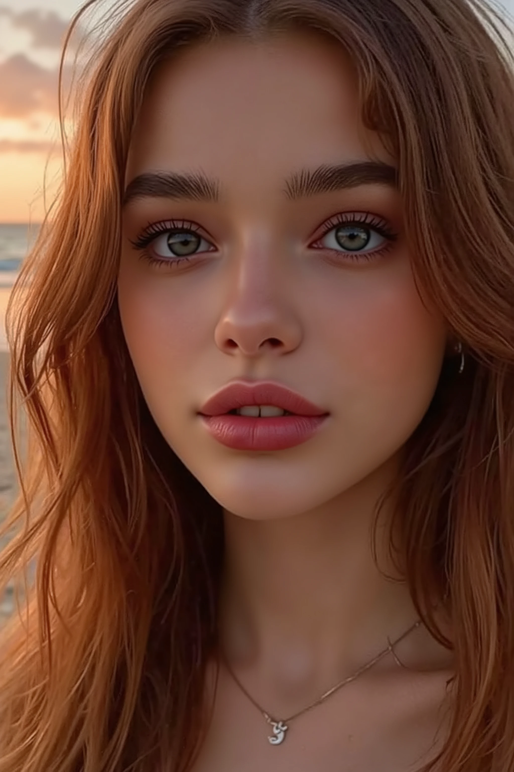 🌟 quality & silent:
photo of the full head, Head til breast, masterpiece, 8k, ultra high resolution, hyperrealistic, very detailed, natural lighting, SLR lighting, SLR camera , Fujifilm XT3, film grain, Sharp concentration, perfect lighting.

🌌 Scene & background:
different backgrounds:

    A romantic sunset on the beach, with warm,  golden hues .

    A dark, mysterious forest with moonlight, that falls through the trees.

    A luxurious Bedroom with candlelight and silky curtains.

    Ein urbaner background mit Neonlichtern und regennassen Straßen.

😈 model & Styling:
a young, wild girl with fiery red hair, different hairstyles such as flattop, quin tails, tri tails, pixie cut, expressive hair, single sidelock, hair pulled back, french braid, blunt bangs, ahoge, streaked hair, which in various Poses fall loose or styled are,  and bright blue eyes .  She is wearing a lightweight , torn dress made of natural materials, that underlines her free and independent nature.

🔥 Pose & Mood:
Different sensual facial expressions:

     she looks directly at the camera , with a seductive smile and half-closed eyes.

    She bites her lower lip, with a playful and tempting look.

    She tilts her head slightly to the side, with a dreamy and sensual expression.

    She looks over her shoulder, with a mysterious and intense look.

Die Mood ist sinnlich, seductive and full of emotions.

💋 Brief summary 💋
"a young, wild girl with fiery red hair  and bright blue eyes  in verschiedenen Porträtaufnahmen bis zur Brust. It shows sensual facial expressions against different backgrounds, from a romantic sunset on the beach to a dark, mysterious forest. Die Scene ist hyperrealistic, hochdetailliert und in 8k-quality, with a sensual and seductive expression Atmosphere."