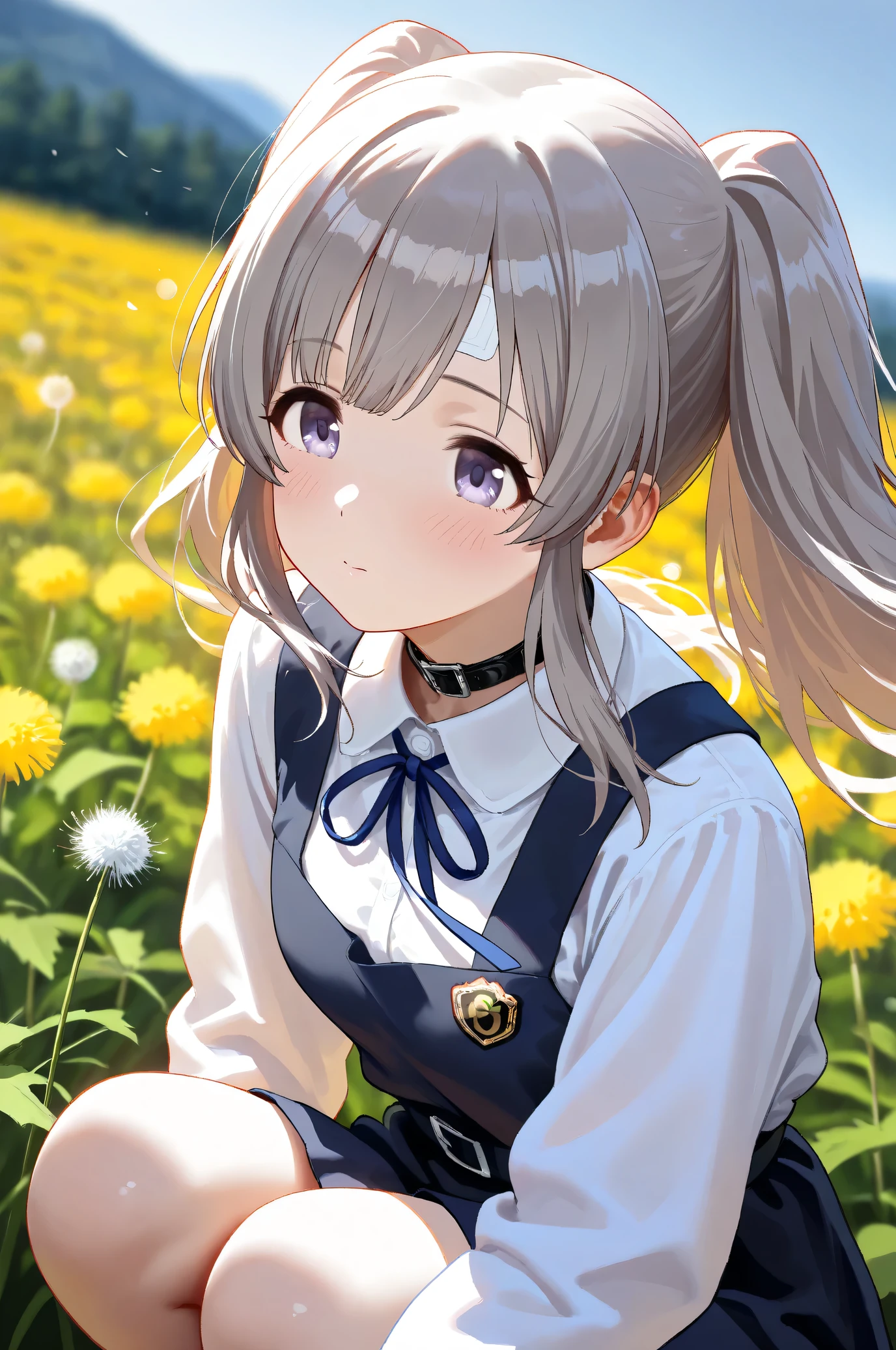 (Masterpiece), (Highest quality), (Very detailed),
(The best shape), (Best Shadow), (Absurd),
(Detailed background), (So beautiful), Shiny ,
Beautiful eyes in every detail, Extraordinary, Countershading, 8k, 32K, High resolution,
Very Detailed CG,
Score_9, Score_8_up, Score_7_up, Source_anime,
(Pastel painting:1.2), (Watercolor painting:1.2),
(Masterpiece, Detailed:1.2), (Foreshortening:1.2),
Cinematic, Dramatic, (Depth of field:1.4),
(Blurry background:1.4), (Realistic background:1.4),
(foreshortening:1.3),
Dynamic angle,
1 girl,
Outdoor, Nature, Flower Field, Wind, (Dawn:1.2),
Dandelion, Dandelion fluff,
Yukoku Kirino,
the idolmaster shiny colors,
yukoku kiriko, Twin tails,
school uniform,
white shirt, collar shirt, slateblue ribbon, Long sleeves shirt,
One-piece dress, slateblue one-piece dress, belt,
portrait, close up shot, squat, look back,
(Blush:1.3),
Realistic skin,
Shiny skin,
Focus on face,