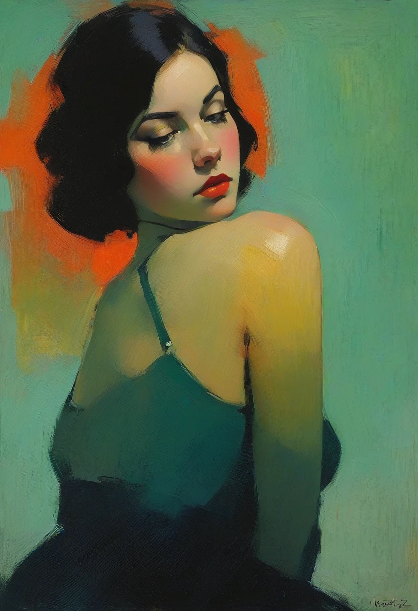 Create an evocative oil painting inspired by Malcolm Liepke, based on the provided image. Capture the intense, introspective expression of the young subject using thick, expressive brushstrokes and a muted color palette. Highlight the emotional depth and vulnerability in the subject's gaze, emphasizing the play of light and shadow on their face. Maintain a simple, textured background that complements the subject's contemplative presence. Focus on the tactile quality of the oil paint to convey the raw emotion and intimacy characteristic of Liepke's style.

