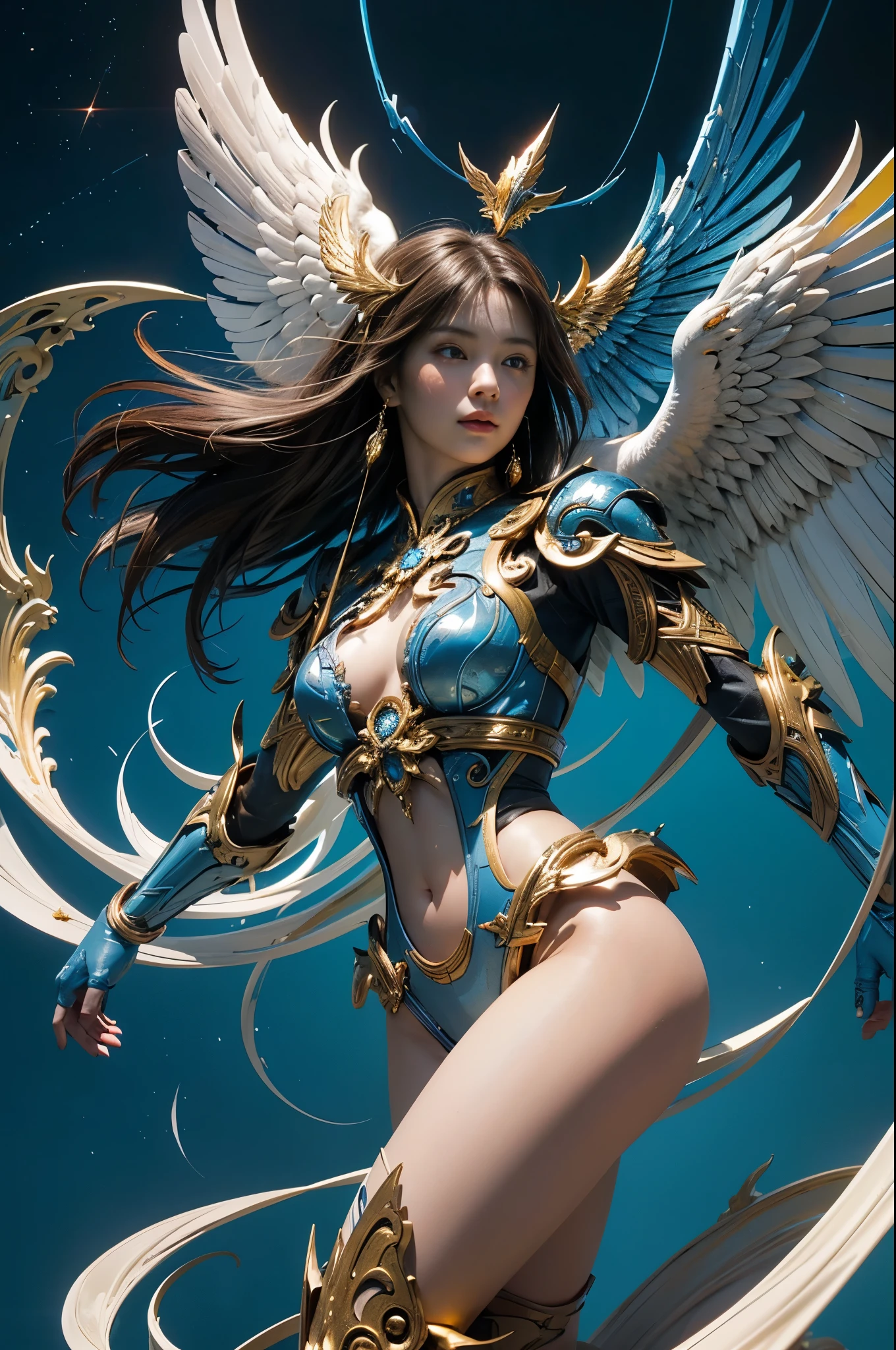 masterpiece、detailed、shiny skin、big breasts、(cleavage)、big ass、(thigh focus)、1 girl with wings and feet, huge feather wings, feather wings, Detailed legs approaching, detailedな羽と毛皮, common furry style, thick line drawing, ひづめとwith wings, Slender legs towering over you, Furry paws, with wings. 超detailedな, bird's feet, Huge wings growing from the arms, detailedな翼, Shining eyes、(非常にdetailedな目と顔)、Accurately drawn face、vivid contrasting colors、intricately designed details、(dynamic pose:1.3)、(View from the front:1.5)、