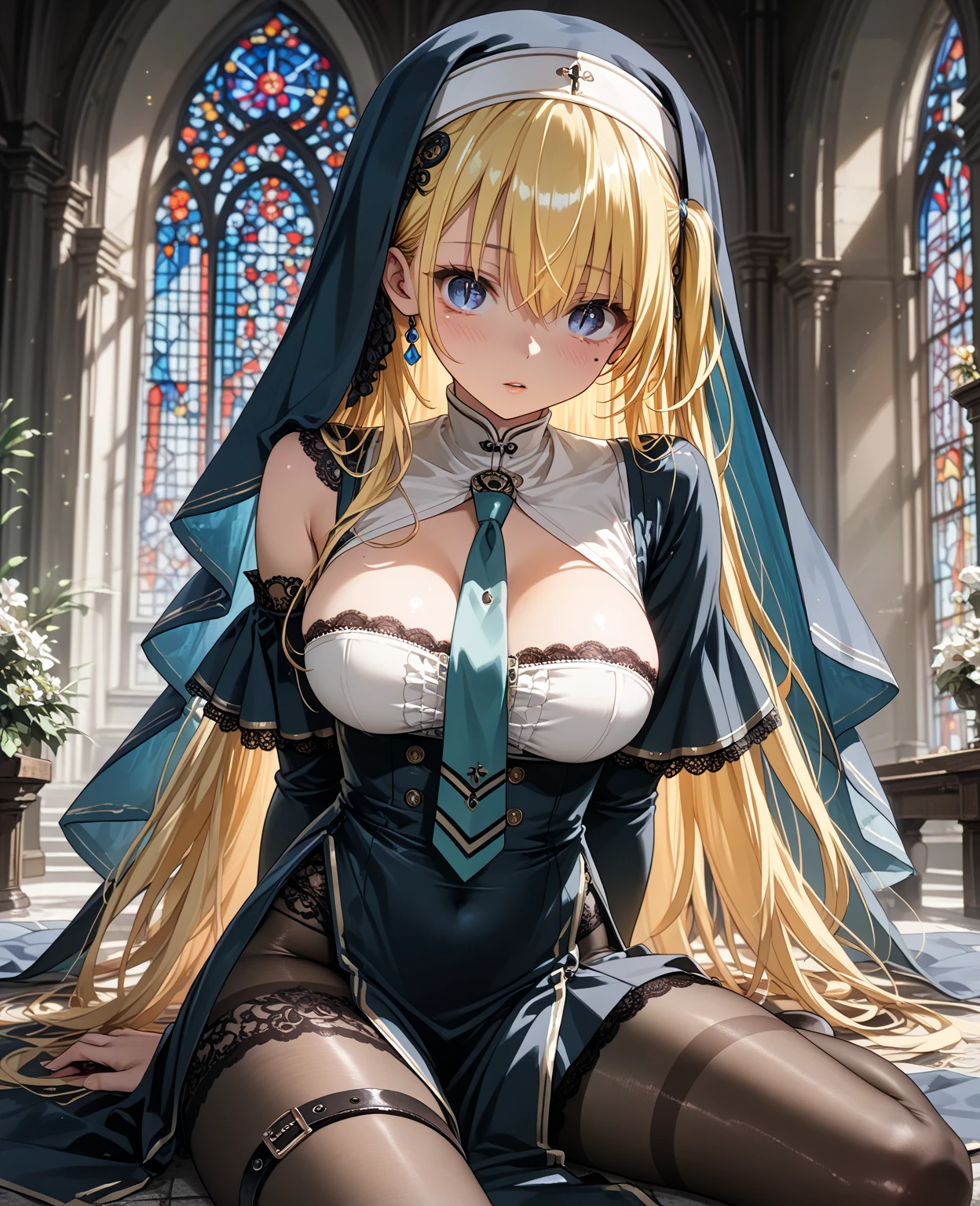 ((highest quality、High resolution、Highly detailed CG Unity 8k wallpaper))、Portrait、Detailed face、Perfect body、A beautiful woman、blonde、Beautiful breasts、tits、Nipples、Spread your legs、a sexually excited look、sexy dress with elaborate decoration、((She lifts up her skirt and shows her panties、I'm seducing you))