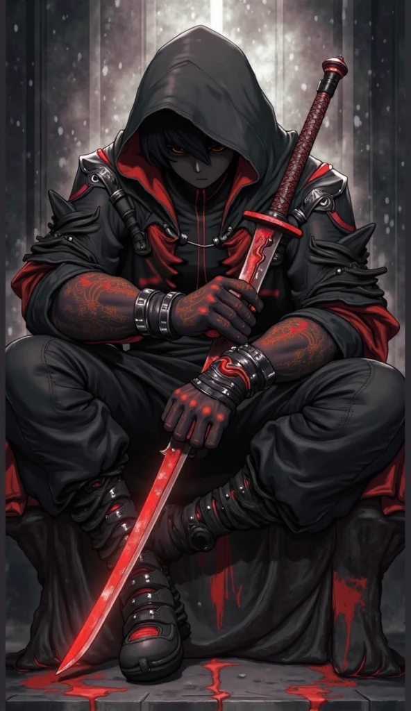 (masterpiece:1.1), (best quality:1.1), (flat colors:1.2), BREAK,
(dark fantasy:1.1), (red theme:1.1), BREAK,
(solo:1.2), (full body pose:1.0), (High heel boots:1.5), (dynamic:1.0), (nun:1.1), (bio mechanical:1.0), (cybernetic parts:1.1), (large breasts:1.0), (tactical vest:1.0), (with buckle and tape:1.0), (mouth mask:1.5), (make a blood sacrifice:1.8), (Skulls on the ground), Oil on canvas, In the artstyle of HR Giger