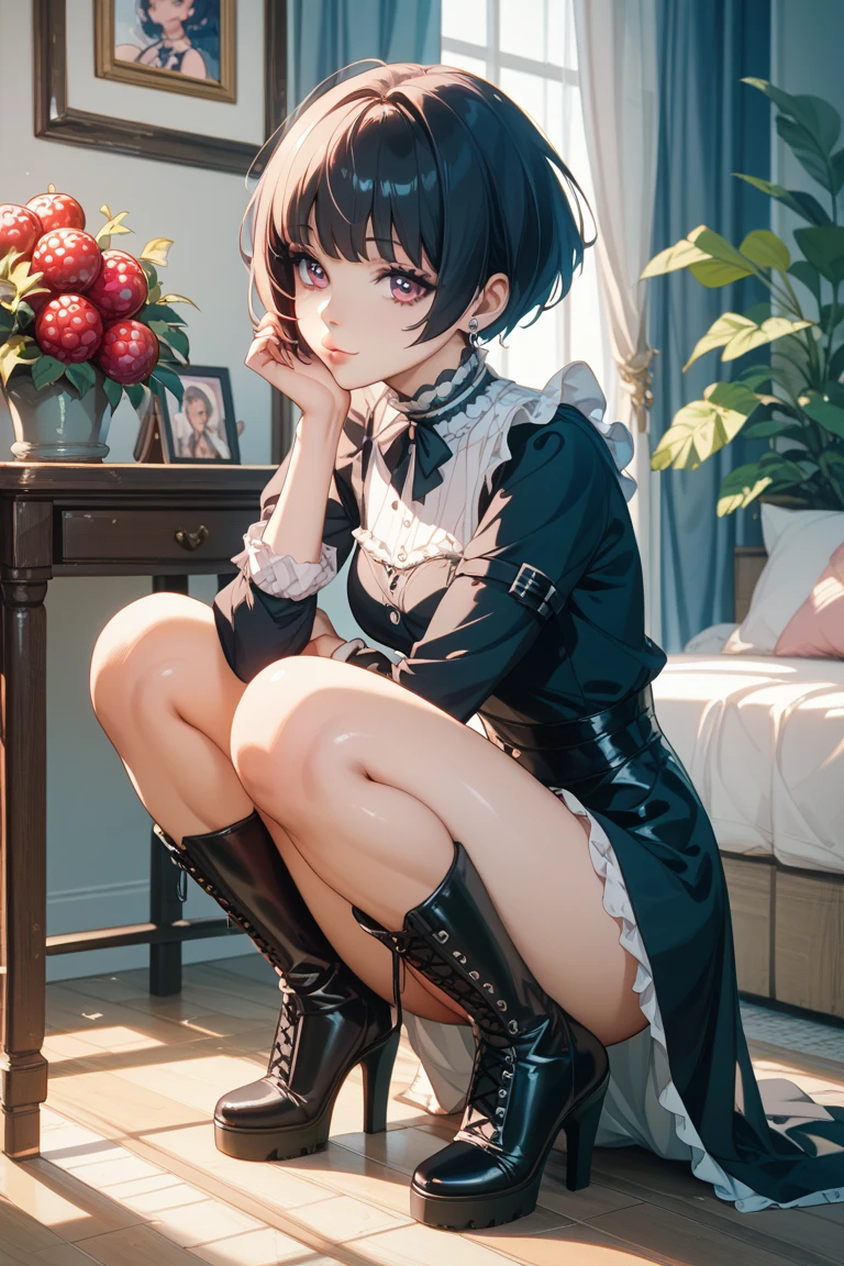 Big eyes、Black Room、
The whole body is wet、An excited look、Dark Gothic Makeup、Dark Metal、Large margins、Patchy duplex、Eyes prone to black eyes、Long eyelashes、cute、
room made of stone girl、Gothic dress with collar、Knee-high socks、Twin tail hair、Beautiful and detailed eyes、Beautiful and detailed lips、High resolutionの顔、Long eyelashes、Cinematic composition、(Highest quality)、4K、8K、High resolution、masterpiece:1.2)、Super fine、sitting、Bold Pose、Moisturized skin、Sweaty、barefoot、Trance、Embarrassing、Masochistic、Blushing、Embarrassed、Trance expression、look back、Protruding buttocks、Distorted facial expressions、Flowing Tears、Soaking wet。