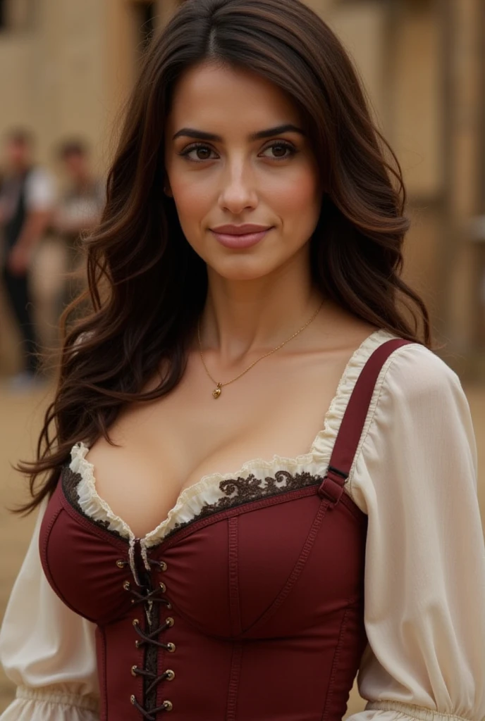 Nikki Bella dressed in traditional German clothes and smiling sexy