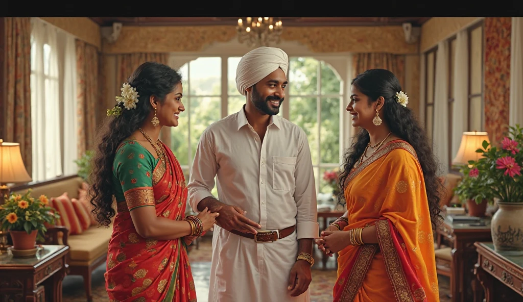 An Indian man with another Indian man and an Indian woman