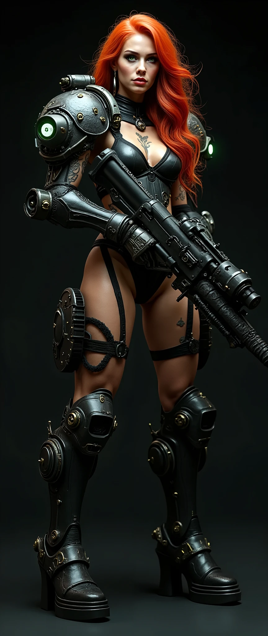 (((mulher))), (((melhor qualidade))), (((obra prima))), (((adulto))), A highly detailed and realistic skull girl,( Anya. Taylor Joy) cyberpunk character, mad max furiosa, one hand robot, cyborg arm, orange hair, dramatic metal heavy rock theme, best quality, 8k, hyperrealistic, photorealistic, extreme detailed painting, studio lighting, vivid colors, dark moody atmosphere, cinematic, dramatic pose, intricate mechanical details, glowing energy effects, intense gritty textures, seamless integration of organic and inorganic elements. Wearing the used clothes of a wastelander. Background: An apocalyptic wasteland. Dusty and depressing.