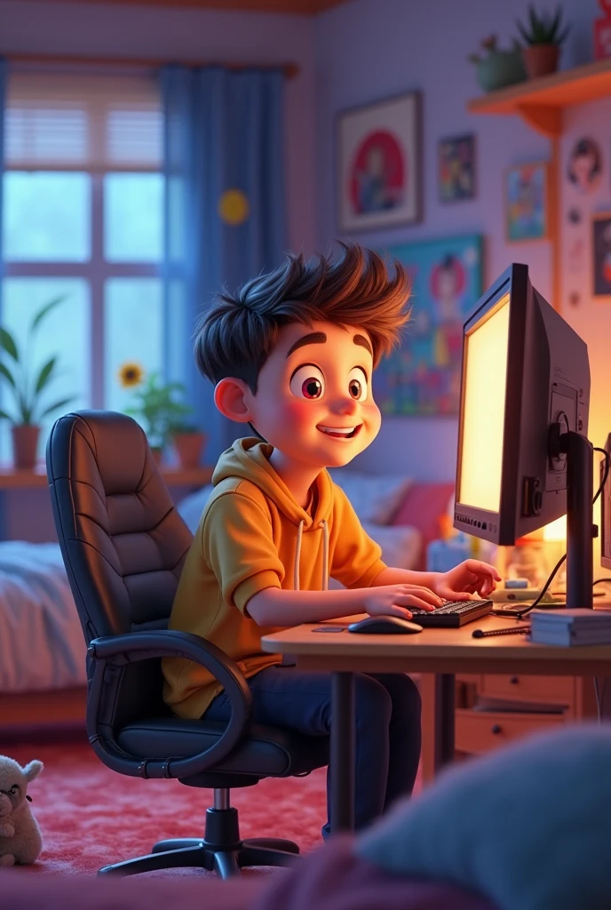 Computer Operater A Boy And siting the table and education invarmet this image