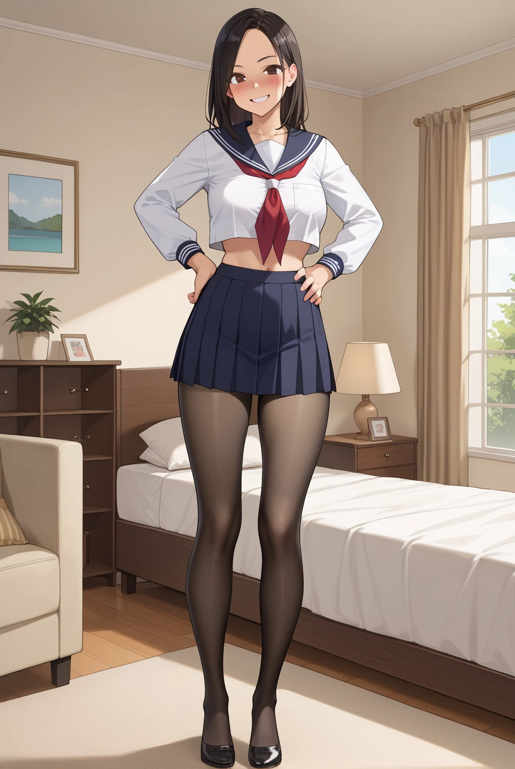 ((masterpiece, best quality, high quality, highres,))
indoors, bedroom, sitting, on bed,
looking at viewer,
AngelicaV1,school uniform, blazer, white shirt, skirt, ((pantyhose)), <lora:Angelica(Anime)-08:0.8>