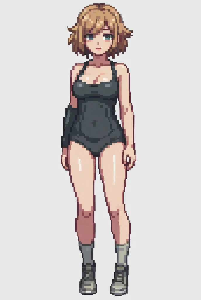 a drawing of a woman in a black bikini, muscular girl, muscular character, sci-fi, feminine and muscular, makoto, white, fubuki, (thin waist), ((curvy)), ((wide hips)), big long black hair, sexy, muscular thighs, full body