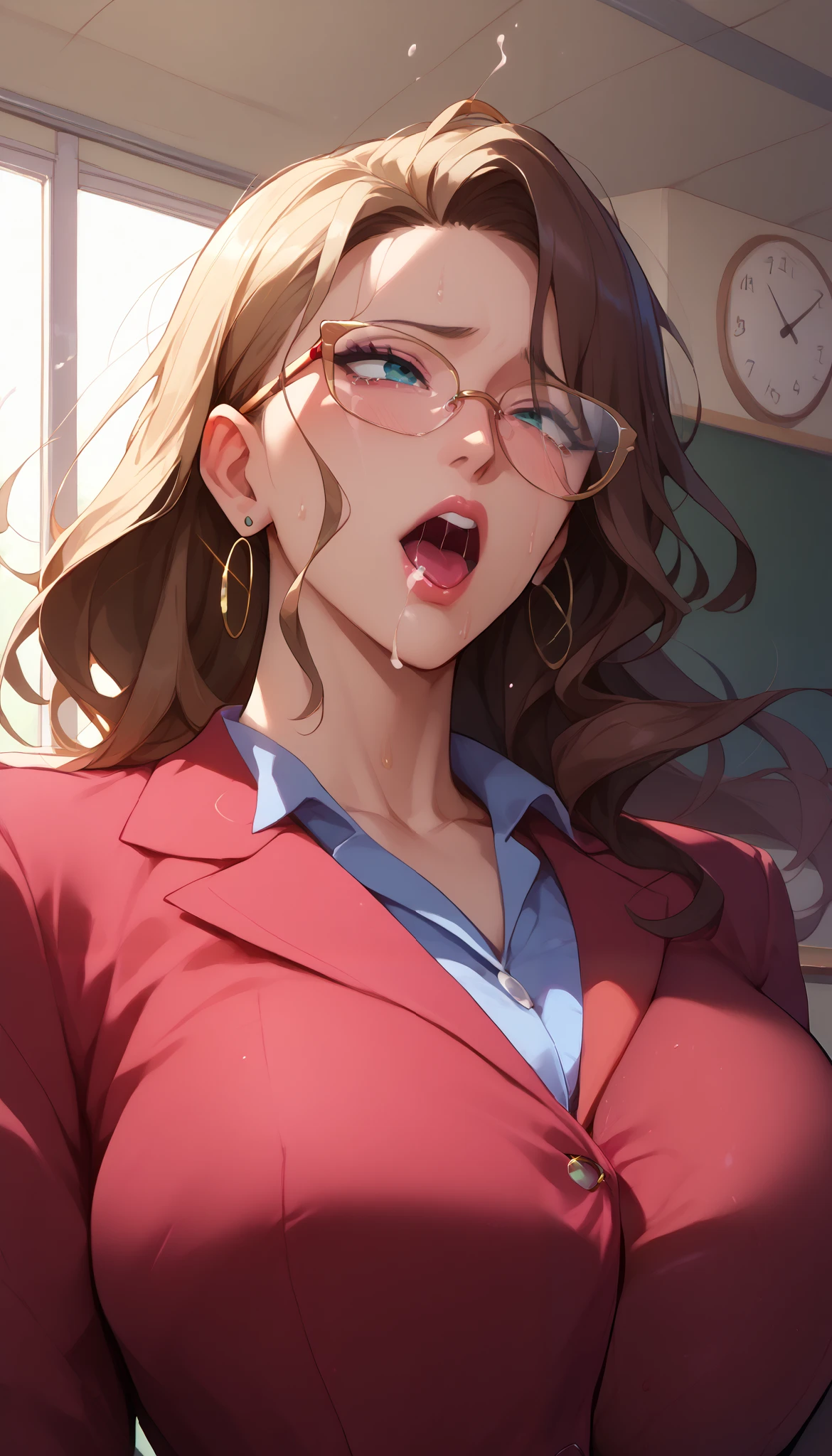 rape、(female teacher with small :1.5)、mature women、 orgasm、wearing glasses、