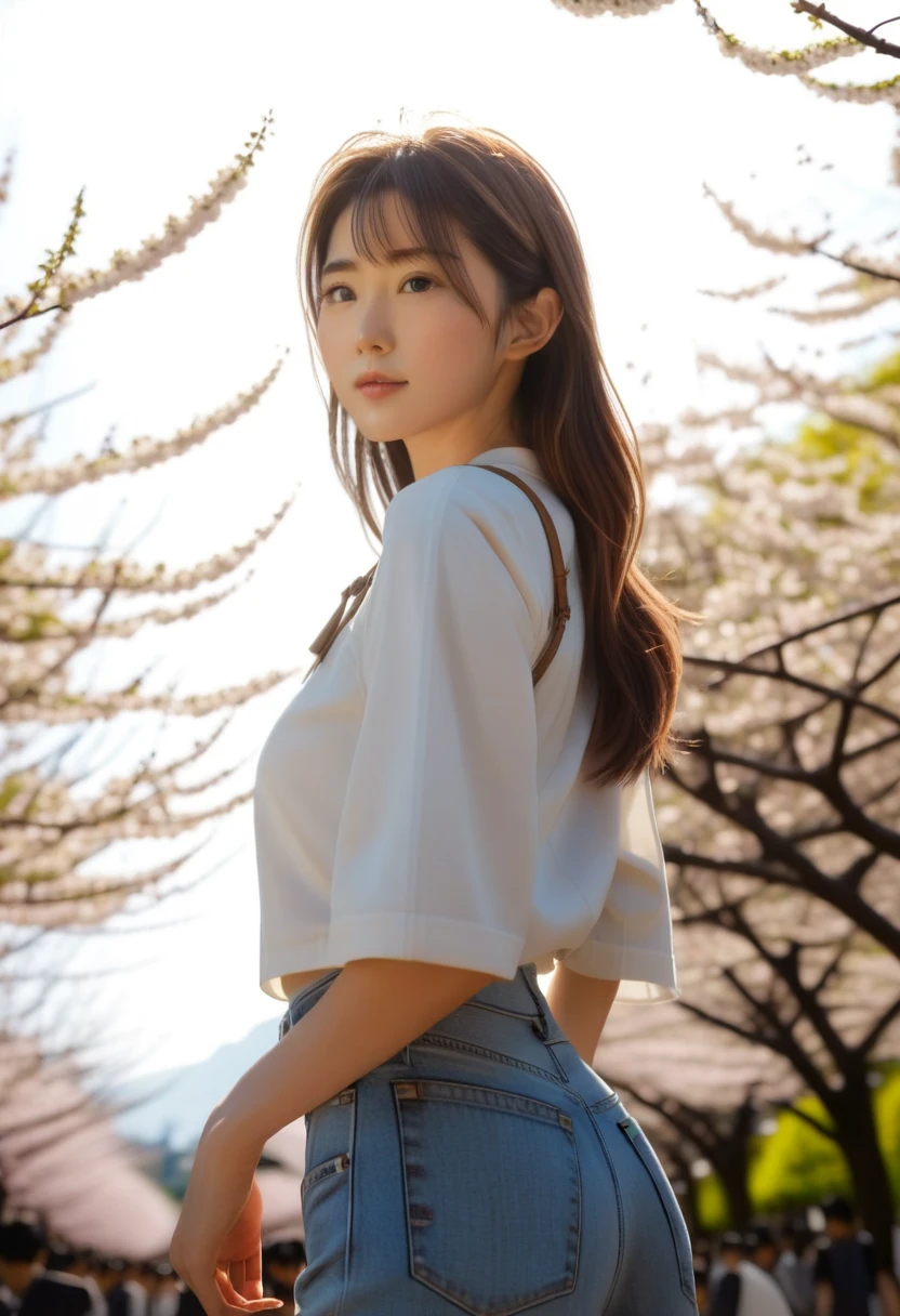 ((pure beauty:0.8, Surreal:1.2)), white people&#39;meat:1.2, Bright Eyes:1.1), Bright contrast and colors:1.1, high surface area:1.1, Picture quality:ultra high definition:1.Altrat, high nose bridge, Dynamic angle, Clouds and seas, Garden in the foreground, Light tracing, lifelike, Informal art, unified 8k, masterpiece，best quality, glowing skin, movie lighting,