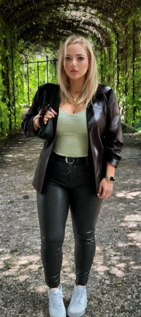 Tight leatherpants and huge bust