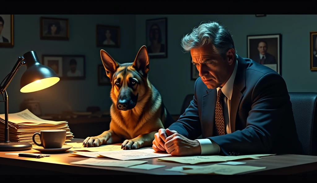 man in a suit and tie standing next to a dog, hyper realistic illustration, wojtek fus, hyperrealistic illustration, the wolf of wall street, a hyper realistic, hyper - realistic, hyper-realistic, hyper realistic, inspired by Martin Schoeller, hyper - realist, ultra realistic illustration, by Emma Andijewska, maxim sukharev, ultrarealistic illustration