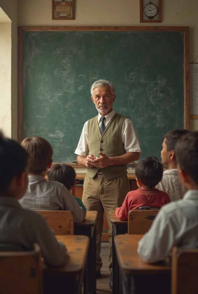 ((best quality)), ((Masterpiece)), (details), perfect face. A teacher teaches students in a classroom in a rural area.(Mung Yaka School)

