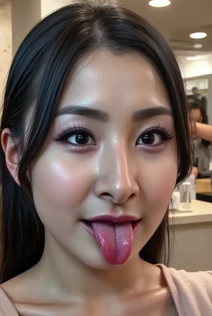 1 girl、muste piece、、award winning photos、very detailed、eye、nose、focus on the mouth、close up focus on face))、口を開けてeyeを閉じた女性、35 years old、black hair、しわeye:1.1、symmetrical face、リアルなnose孔、from belowのアングル、細長いC字型のnose孔NSFW、sweaty skin、Lighting that emphasizes skin glowing with sweat、((鋭いnose))Skin shiny with sweat、Shiny skin、sweaty hair、上eye使い、(wrinkles between eyebrows))(cum on tongue)Lighting that does not cast shadows on your face、from below、(hotel door woman uniform、)long tongue、drooling.((drool is dripping from my tongue、saliva drips from the tongue))、(((Drool bubbles on the tongue、)))(chapel、wedding style、Wedding dress、white dress、tiara)、