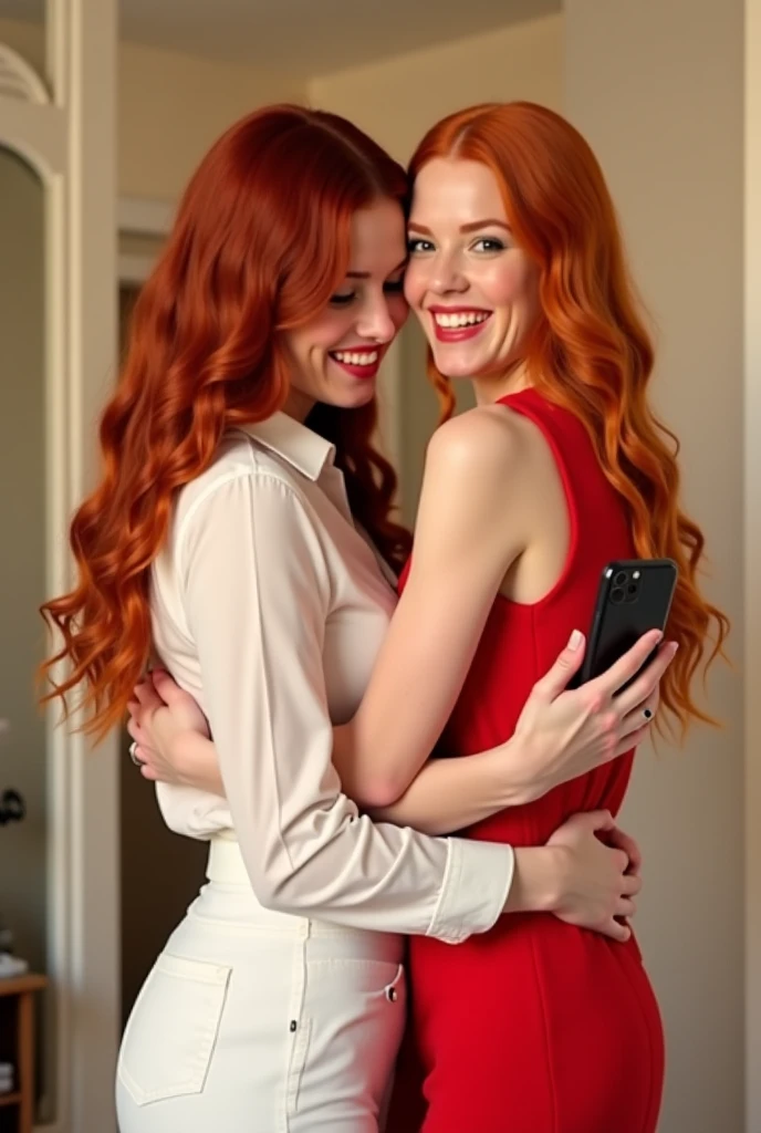 Mulher ruiva com mamilo rosa aparecendo