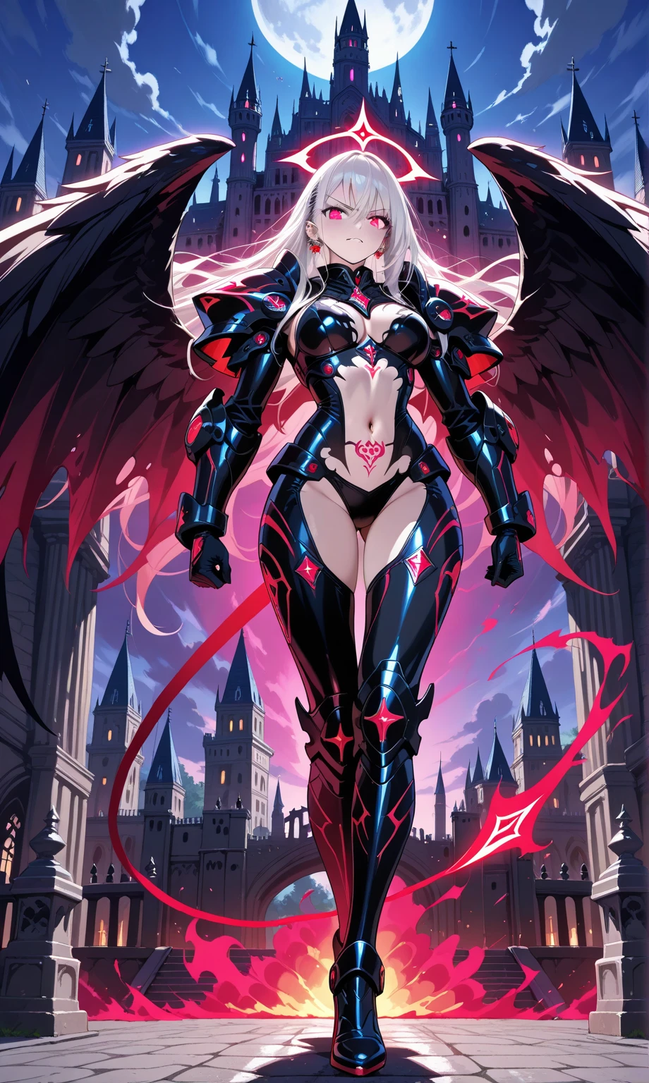 ((((masterpiece, high quality, very_high_resolution, anime colored, Elaborate design, visual art, high quality)))), (((hatunemiku VOCALOID))), twintail, turquoise hair, mecha, 1girl, cyberpunk, realistic, mechanical parts, ((((devil wings)))), fall into darkness, powerd suit, robot joints, headgear, full armor, Limb is a machine, shoulder armor, high heels, armor color((((black)))),4KHD fly in the air, (Background is space), (high detail), (high quality), (anime illustration)