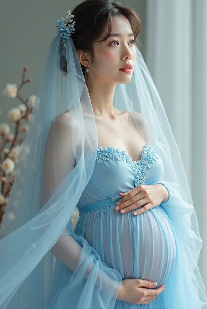 (Highest quality、masterpiece、8k、Best image quality、Hyperrealism、Award-winning works)、1 cute beautiful girl、(alone:1.1)、(1 photo:1.1)、(cute, Girlish, A high-end, sheer, light pink and light blue Lolita princess dress.:1.2)、(Cute girly big ribbon:1.1)、(Cute and luxurious hair accessories:1.1)、(A perfect see-through Lolita dress with attention to detail:1.3)、(A cute dress with frills and ribbons:1.1)、(cute lolita dress with lace decorations:1.1)、(Cute Girlish lolita wavy hair:1.1)、(Low length:1.1)、(height: 140cm:1.1)、(Very large breasts:1.5)、(Glamorous Body:1.5)、(Big cleavage:1.5)、(Pink Roses:1.1)、(cute heart symbol:1.1)、Cute Lots of frills、(Big cute ribbon:1.1)、Accentuate your body lines、Slender body、Standing Elegantly、(Pastel color Girlish and luxurious lolita room background:1.1)、(A fairytale lolita room with attention to detail:1.1)、(cute light blue decorative wall:1.2)、(cute room with a Girlish atmosphere in pastel colors:1.1)、(cute room with very bright and shiny pastel colors:1.4)、(A very bright and shiny room:1.2)、(Full of pastel colors:1.2)、(very bright and vivid:1.4)、(cute pastel color wall decoration:1.2)、Blurred Background、Standing Elegantly Girl、Accurate anatomy、(Perfect Makeup:1.1)、Long eyelashes、Glossy Lips、Ultra HD glossy skin、(Ultra-high definition, bright and beautiful skin:1.2)、(Super bright and radiant skin:1.2)、Ultra-high definition glossy lips、Ultra-high definition beautiful teeth、Light brown and blonde hair、Light brown eyes、(pregnancy:1.1)