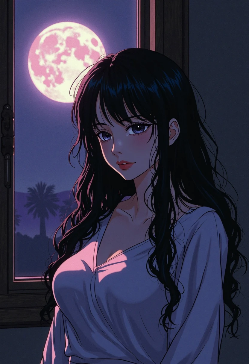 1 milf girl, dark atmosphere, highly detailed skin,, cleavage,old Japanese style village,8k quality, ultra sharp, ultra realistic detailed, dark atmosphere, dark colors, beautiful maiden dress, vibrant colors, black rose in hair