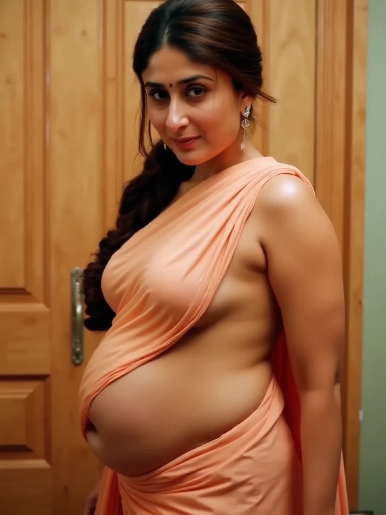 masterpiece, best quality, an extremely delicate and beautiful, world masterpiece theater, ultra-detailed, highly detailed, best quality, highres, extremely detailed, best quality, looking at viewer, realistic, realist ,real, all naked kareena kapoor wearing sarri with massive boobs and massive , massive tits, massive , massive breasts, massive butts, massive ass, wide hips, massive ass, extremely massive hips, milk boobs, transparent saree, pregnant, in jungle, wearing transparent red cloths