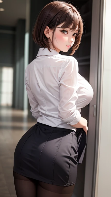 超Practical,Reality,Practical,Office,desk,colleague,dim lights,Chair,document,South Korea 34-year-old middle-aged female secretary sitting on the table,,Corporate formal wear,Painful expressions,Close your eyes,boss,colleague,(open mouth,pant,Breathe through your mouth),,Brown hair,Beautiful low ponytail hairstyle, (High waist skirt,Reveals lace lingerie:1.3),, (knitting), (Double-breasted,Lower Bust:1.2), Short sleeve, Button Gap,自然的Smile,,Frameless glasses,(The perfect body proportions under the clothes,Slender,Huge bust,The breasts are too big and slightly sagging,Slim waistline,Buttocks,Firm thighs,蕾丝Suspenders内衣,Suspenders:1.4),满头大Sweat,full body Sweat ribbon,Bright brown hair,8K original image,High resolution, Guy with cool expression,,Beautiful eyes in every detail,Long eyelashes,Beautiful double eyelids,evil look,Smile,casual short hair,hair on back of head,ribbon,interesting,empty,Dark brown hair,earrings,Long hair with bangs,满头大Sweat,Sweat,