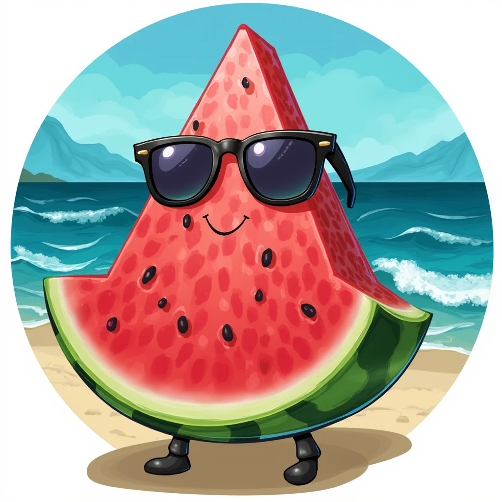 watermelon in sunglasses with a vector illustration of the theme "summer vibes", vitamin sea. Bright and attractive vector print design for T-shirts and others