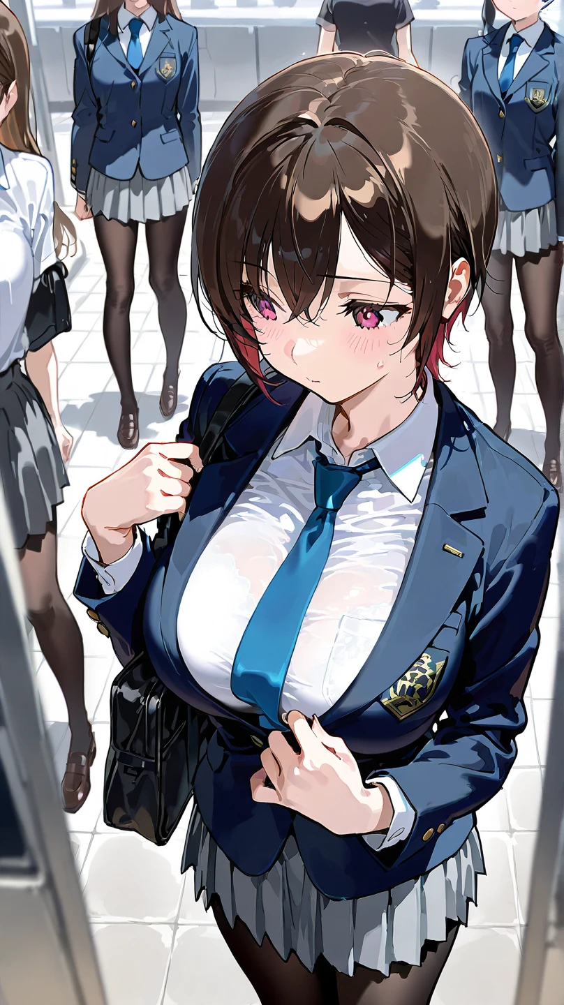 （Affirmative prompts）
(1 Girl)++, (masterpiece)+++, (Highest quality)+++, (Super cute)+++, lovelive!, Anime Color, , tears, (vapor)+++ , Being abused ,feigned ignorance, wearing blazer whiteshirt ,Check skirt , (Roll up your shirt), Out of place bra ,arched back, Crowded train,  (Many men standing behind a girl )++, Dynamic pose, Dynamic hand movements, (Grab your chest)+++, A man grabs a woman's arm , (Hands frying), (Floating Hand), (Grab from behind), The image shown is、Generated in stable diffusion。 ✧ (*´ `*) ✧ ° The prompt is:. To get your favorite images、You may need to generate multiple images at once。.Panty shot、Brasilia、erotic、Molester