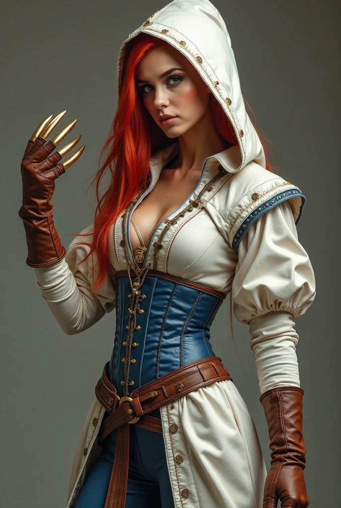 absurdres, foto RAW, highest quallity, (Masterpiece artwork: 1.3), High detail RAW color Photo of, professional foto, extremely detailed 8k CG wallpaper unit, foto-realisitic, realisitic, foto RAW, Masterpiece artwork, best qualityer, highres, illustration, 1girl, , short, tiny girl, slim, white, redheadwear, Red hair, red hair with curls, Wavy hair, curly hair, Average length, hair stuck, fine legs, perfect beautiful face with freckles, cardune lips, belos olhos realisitics, green right eye, blue left eye, heterochromia, pale skin, detailed skin texture, flat breasts, very tiny breasts, small ass. Red roses tattooed on shoulders, tattoos of pagan symbols on the forearms and hands. body skinny, slim. redheadwear. ssmile. Elegant Witch Style. Pagan style, Celtic, wiccan. Scottish. She looks amazing. (Medieval dress with embroidery, white corset with embroidery, necklace with pentagram pendant, Hooded cape, Detailed design), House, natta.