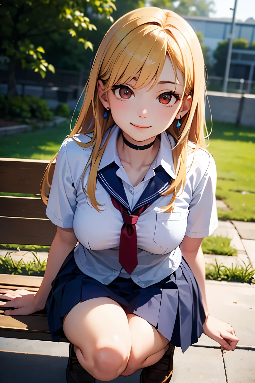 (A work depicting a scene from an anime for adults), perfect ???????, fat body, ((High school uniform、Summer clothes、Short sleeve shirt, Realistic sized eyes, Droopy eyes, blush, Smile of shame, Thin lips, Spread your legs)), ((Stand up and press your crotch against the corner of the table to masturbate)), Open your mouth, (outside, On the sidewalk, Terrace table), futa, medium penis, veiny penis, is, handjob,
