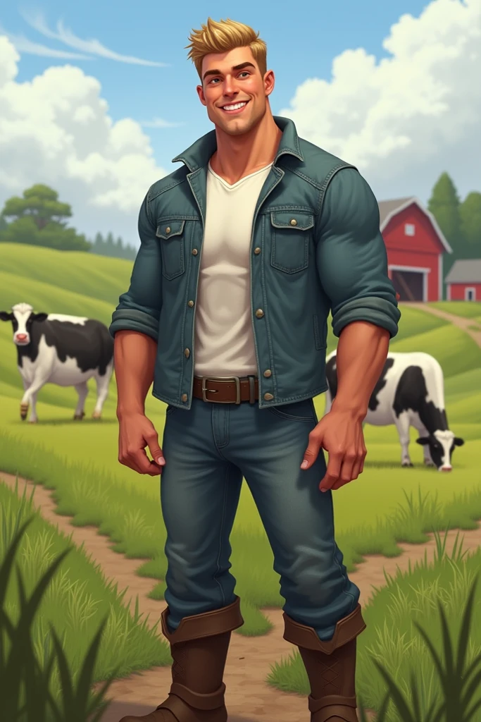 1 super hot and sexy fullbody man driving a ford old ford truck and smiling on a rural pathway Art style of leng jun and norman rockwell Specifications, Material, ultra realistic oil painting Lighting, storbe lighting, golden hour Composition, rule ot thirds composition, Details, ultra intricate detailed Colors, intense dark color palette Angle view, fullbody, ((view from front)) Age and race, a young man, latino, His face is thin face, straight nose, thin lips, square chin, large black eyes, short black, wavy hair, in roberto ferri style His body is , cinnmon skinaesthetic slim athletic body, very tall, latino, realistic skin, gorgeous, realistic detailed tonned muscles, barefoot, perfect anatomy, muscled fitness body, 195cm tall, realistic skin, skinny realistic detailed muscles, He is wearing fllip flop sandals, shirtless, pantless, He is doing the action of drinving an old ford truck , highlight the muscle definition perfect detailed feet, relaxed body lenguaje, relaxed face expresion. In the background, rural pathway farm, corn fields, cows, dogs Complements, hyper detailed scene, hd, 8k resolution, FULLBODY, 16k resolution, hd,