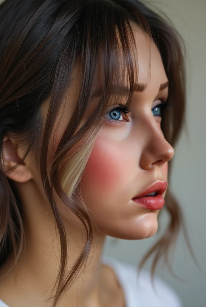 "Charming photographic portraits ([Ana de Armas: Angelina Jolie: 0.5]), red lips, naughty, red hair, meticulously composed in the rule of thirds (1.05), enhancing her character with shallow depth of field and natural lighting. Astonishing clarity (1.1) reveals true expression that really captures the essence of the subject, chest shot