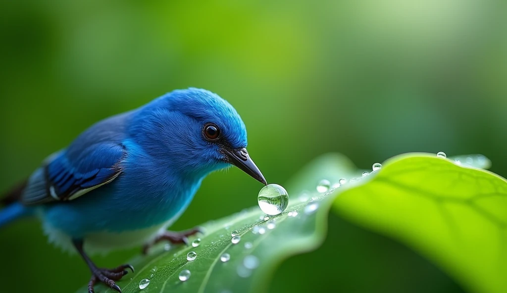 morning, Macro photo, Dew drops on the peacock feather, ((The globe in a drop of dew)), (( The whole world is reflected in a drop)), dawning, Beautiful landscape, Realism, hiquality, higly detailed
