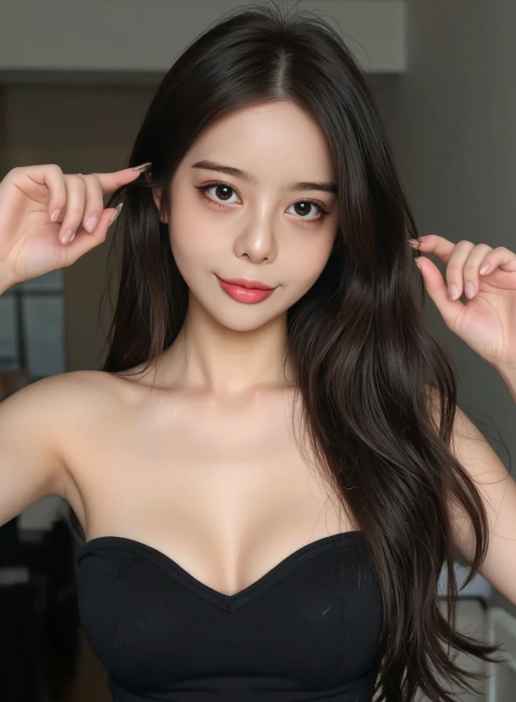 Busty body, cool dressing, seductive expression