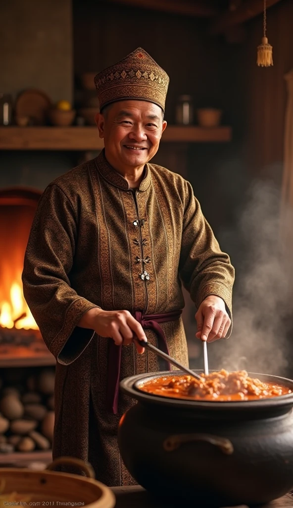 Shaolin monk preparing shawarma
