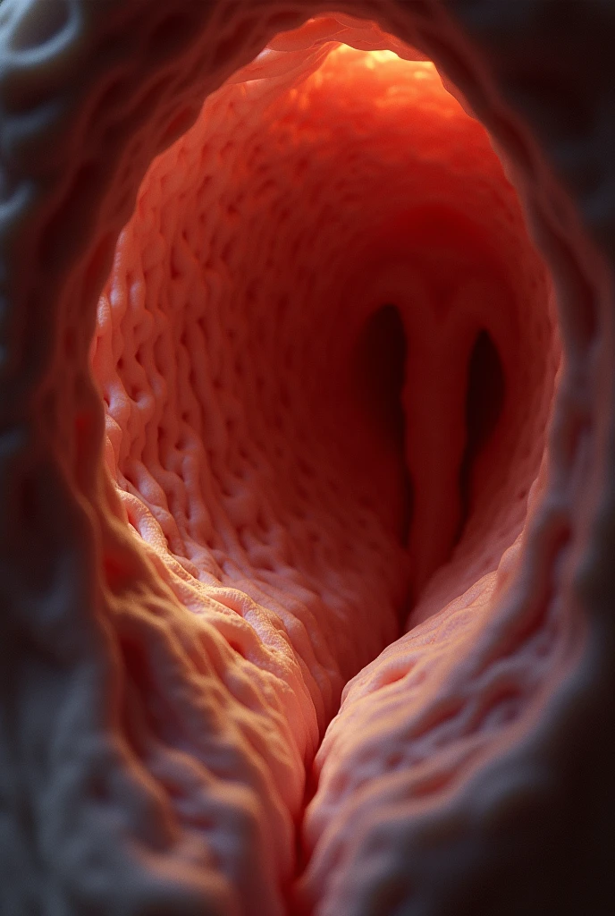 camera in mouth、At the back of the throat、This is an image of looking into the esophagus.。brightness is maintained。