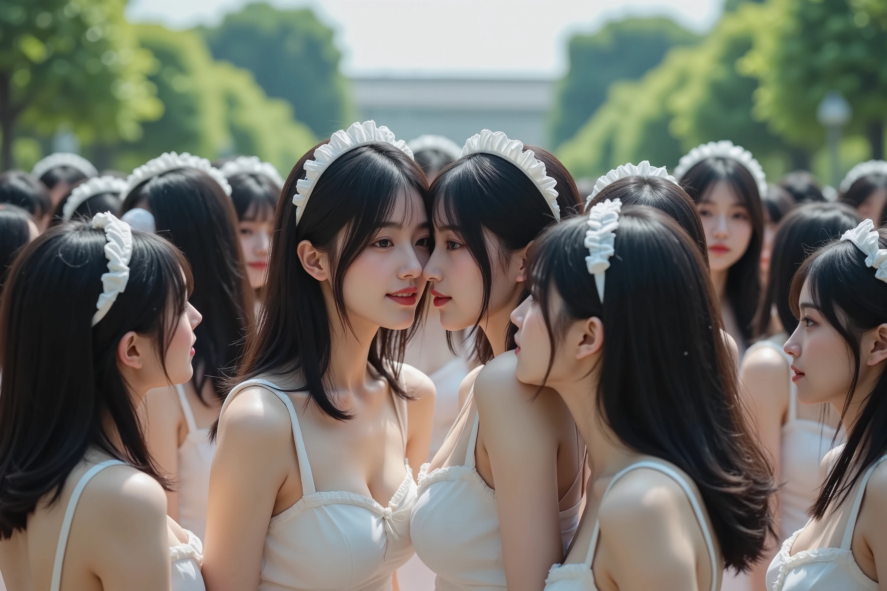 (((Myself = Japanese Beautiful Super Clones multiply girls))), (((((Japanese Beautiful Super Clones Multiply Girls Face, Hairstyle, Body Type, Female Body, Super Big Breasts, Exact Perfect Match))))), (((((My clones multiply; a large crowd of girls writhes., Many of Us Are Clones of Girls, Super Dense Lesbian, Super Passionate Sexplay, Kissing, and Licking Their Cheeks Many of Us Are Clones of Girls I like it unbearably, it's full of intense eroticism, and it feels good))))), (Super Best masterpiece, Raw Photography Art, 16k, best image quality, ultra high resolution with oil), ((Xiaoyan, black hair, semi-long hair by the pool, gravure idol, very cute smile, 27yo)), ((Very Beautiful, Detailed and Accurate Female Body Movements Very Accurate and Uncomfortable Hand and Foot Movements, Super Big Breasts, Cleavage Enhancement)), (((classic western maid costume that matches all looks))), ((Western architecture palace vast green garden secret garden worldview)), (Very detailed and accurate1Point perspective drawing super wide angle field of view I don't need a subject right in the middle), (((((All Super Clones multiply girls love love love))))), (((Super premium work)))