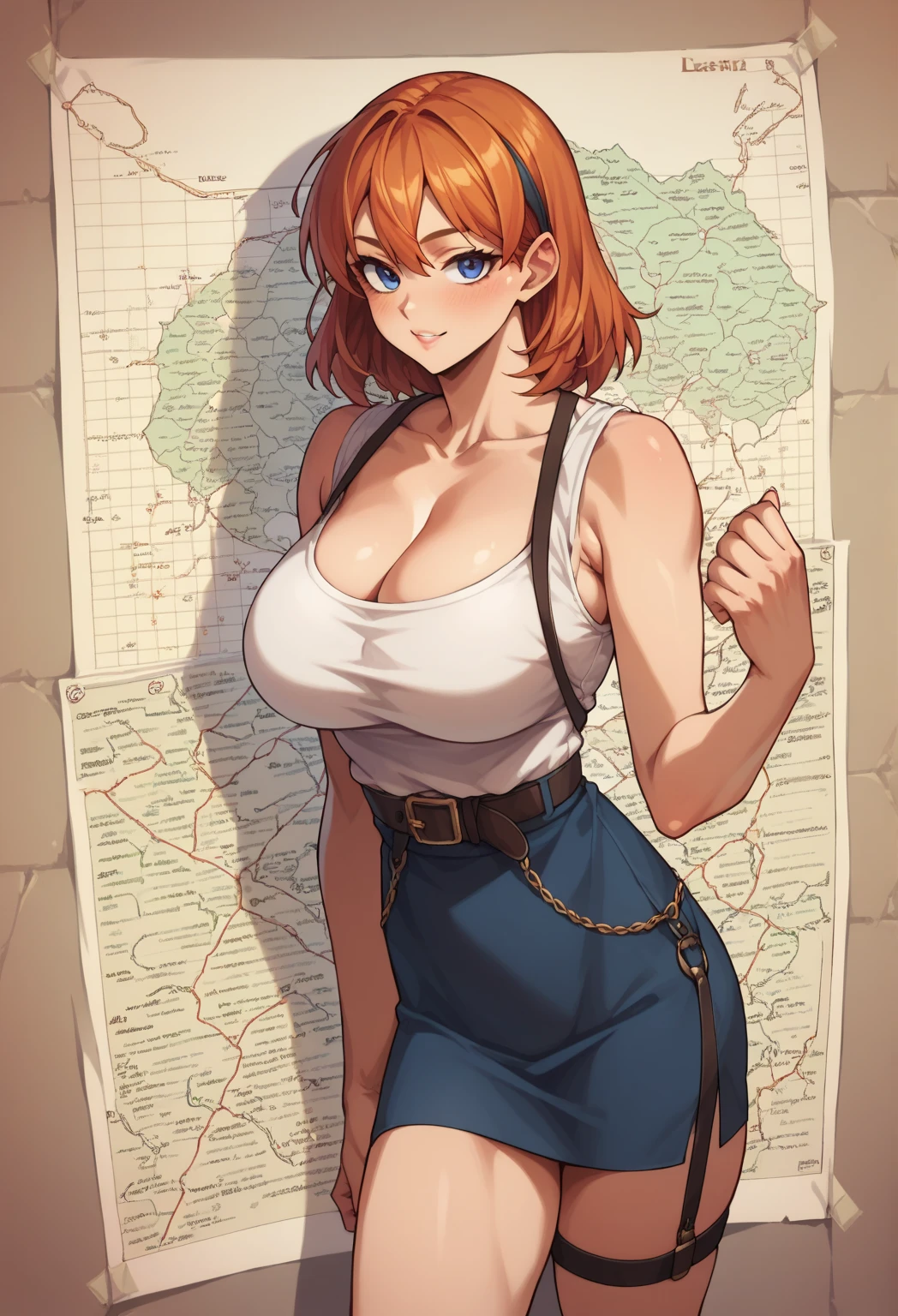 score_9_up, score_8_up, score_7_up, 1girl, solo, source_anime, hourglass figure, Big breasts, kemonomimi, bear ears, brown hair, short hair, messy_hair, blue eyes BREAK freckles, naked overalls, blue overalls, black gloves, , outdoors, blue sky, construction site, side view, looking away, crossed arms, open mouth, standing, seriuous face