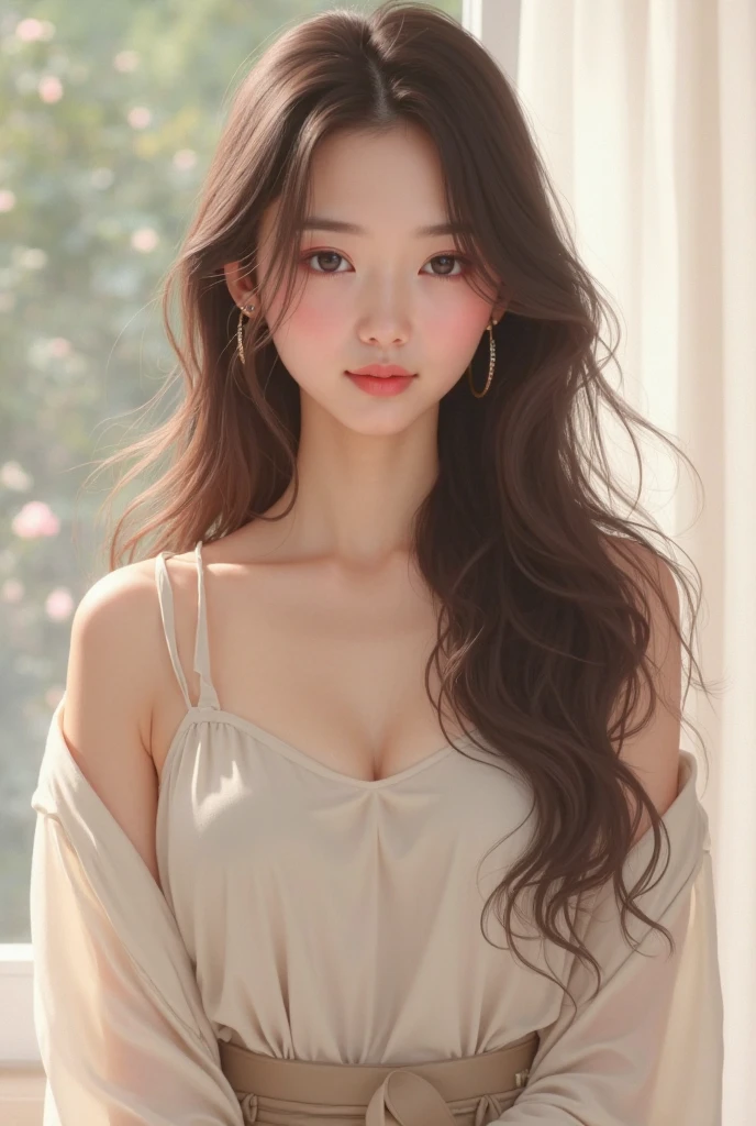 (lifelike, high - resolution:1.3), 1 girl with a perfect body, Super fine face and eyes,slong hair, small boob, chula student