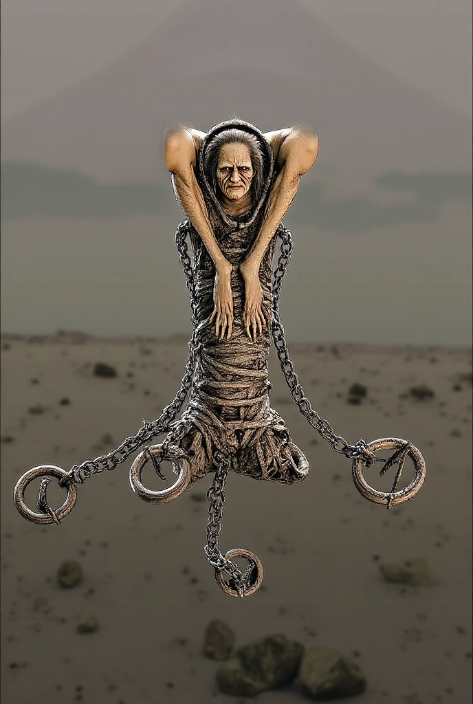 A man lying on the pavement unconscious horizontally, but one half is Aztec on the sacrificial stone (that it is seen as a sacrifice)and the right side of the man looks modern and current, (the part of the legs) make it look like an easy hand drawing
