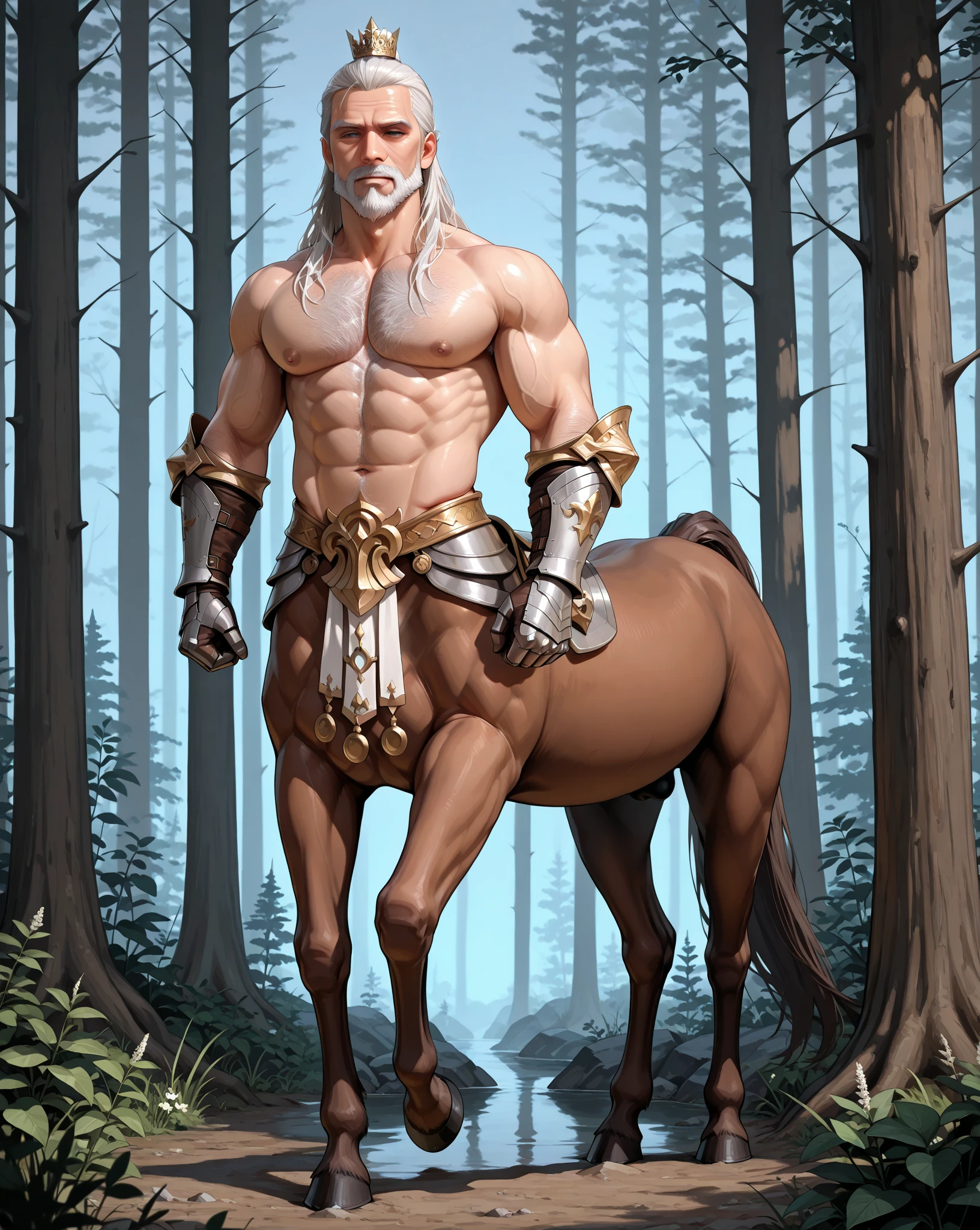 ultra-detailed, masterpiece, masterwork, high quality, best quality, hdr, (nature), posted on e621, (by Chunie ), nsfw, male, solo, (chibi), ((nude, micropneis, foreskin, perfect balls)), (white body minotaur), dragon, (slender body), (long silver hair, yellow eyes), standing, front view, dynamic angle