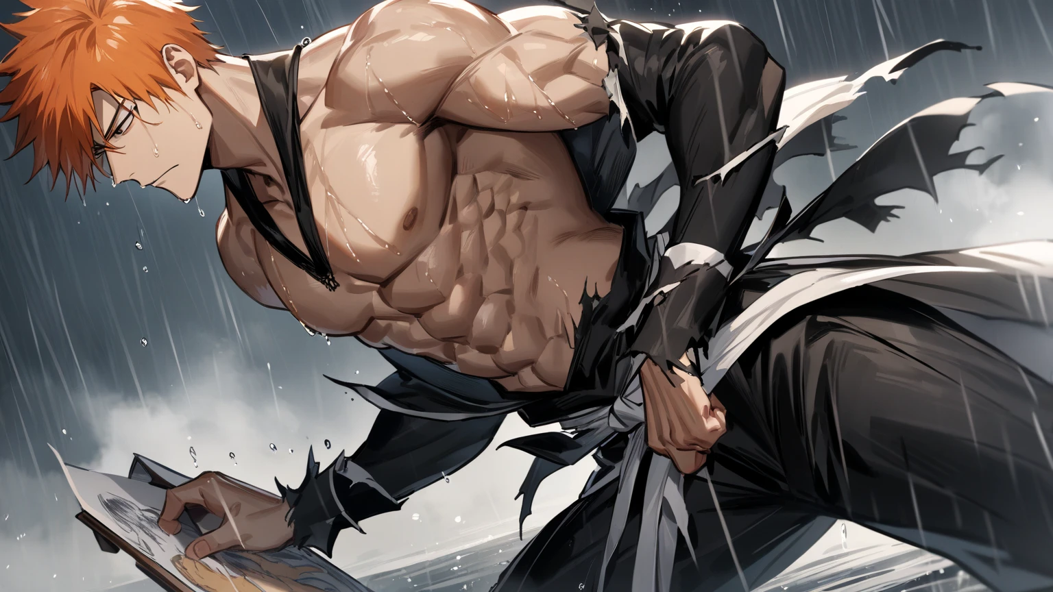 masterpiece, best quality, (mid_shot:1.3),(1 male:1.2),(muscle man:1.1),(frontal illumination:1.2),with a silver body and glitters with lights above,extreme iridescent reflection,in the style of vray tracing,vibrantmanga,shiny/ glossy,rococo pastel,fluid form,tinycore,fluid impressions,vray,machine aesthetics,yanjun cheng,silver,shiny eyes,fluidform.,the young warrior,male characteristics, fantasy world, a giant muscular man , on all fours, semi naked, bdsm style suit, bondage, dressed in leather and harness, studs, rings, chains, and sex toys, carrying a palanquin on his back, head hidden by a mask baroque leather, high resolution animated 8K