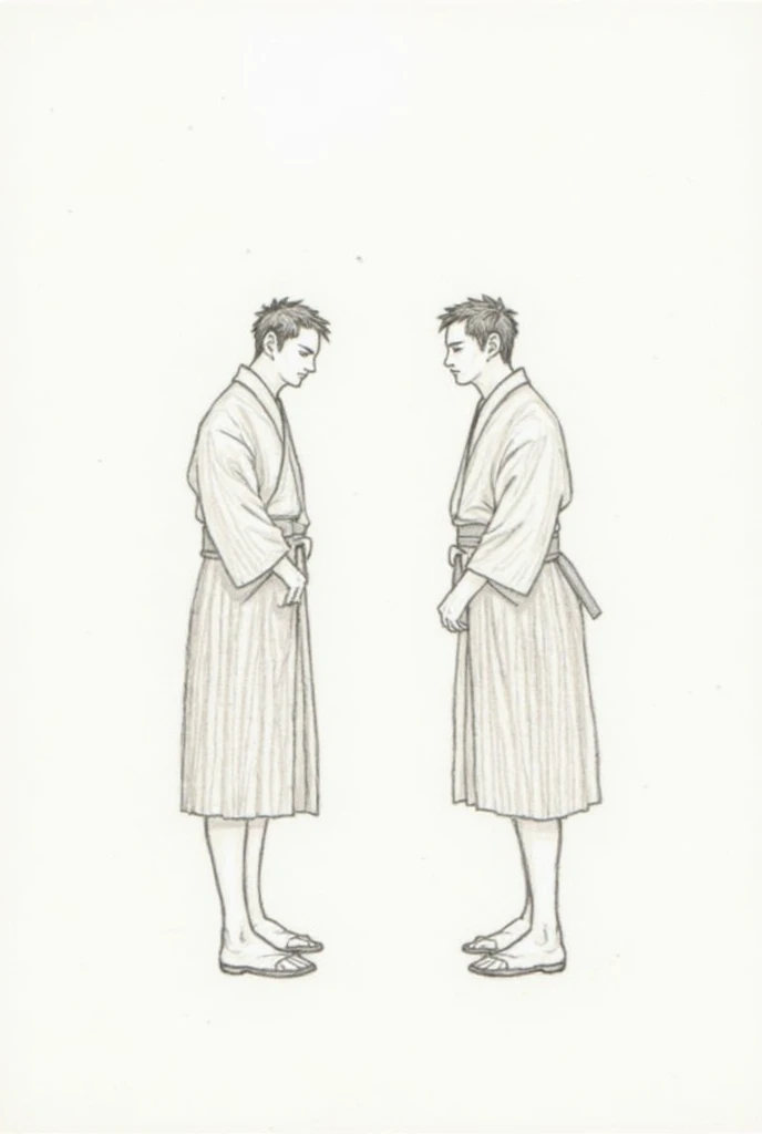 I want a black and white hand drawn image of two young men in their early 20s in a jail shower.  Both with lean muscle.  Both nude.  One has a penis that is a little larger.  He is subtly checking out the other guy.  