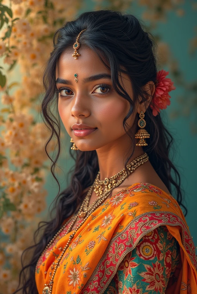 A Indian girl wearing saree
