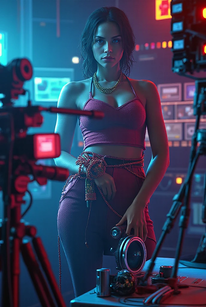 1 girl, short hair (high quality 1.3) bra, (hi-fi 1.3), movie bright, background punk, shorts