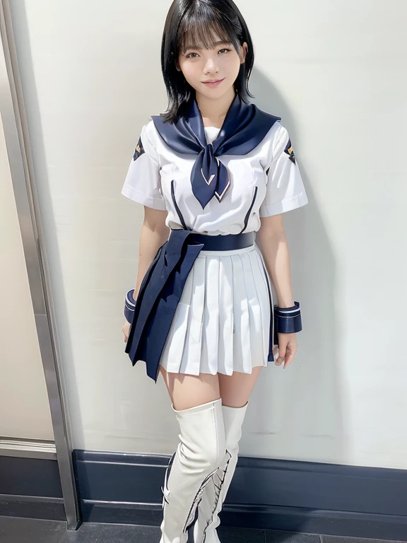 highest quality,masterpiece,8k,((((One girl)))),((Big Breasts:1.3)),orgasm,blush,Sweat,Twelve Zodiac Signs_Soon,Black Hair,short hair,((serafuku,White shirt,Black Skirt,mini skirt,Lift up your skirt,Under the skirt,White panties,Black knee socks:1.3))