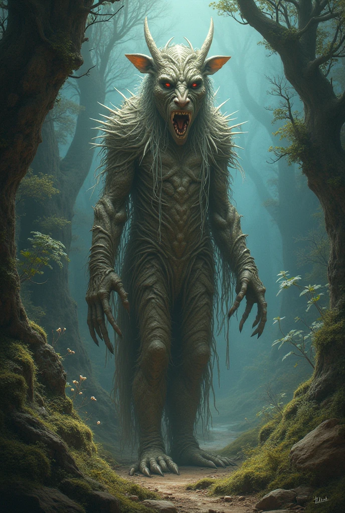 a werewolf woman with a scary face and a scary body, foto de SCP-173, scp-049, scp-106, Disfigured, scp 3008, arte conceitual de terror, Silent Hill concept art, SCP-173, creepy creature of mutant flesh, scp 173, An anomalous SCP object