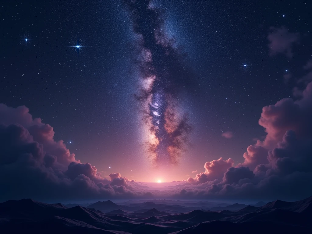 I need an image that is a starry sky at the bottom and with the base of the image in purple or dark blue almost black
