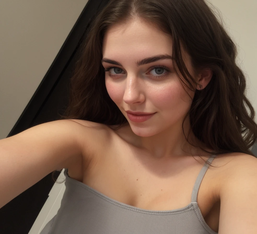 Scarlett ryder, 17 years old, brilliant blue eyes, selfie, sexy camisole, cleavage